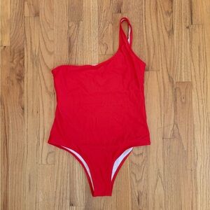 Red One-Shoulder Swimsuit